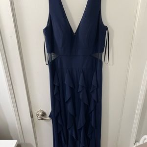 Navy floor length bridesmaids dress